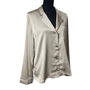 Madewell Champagne Bronze Night Stars Satin Sleep Shirt‎